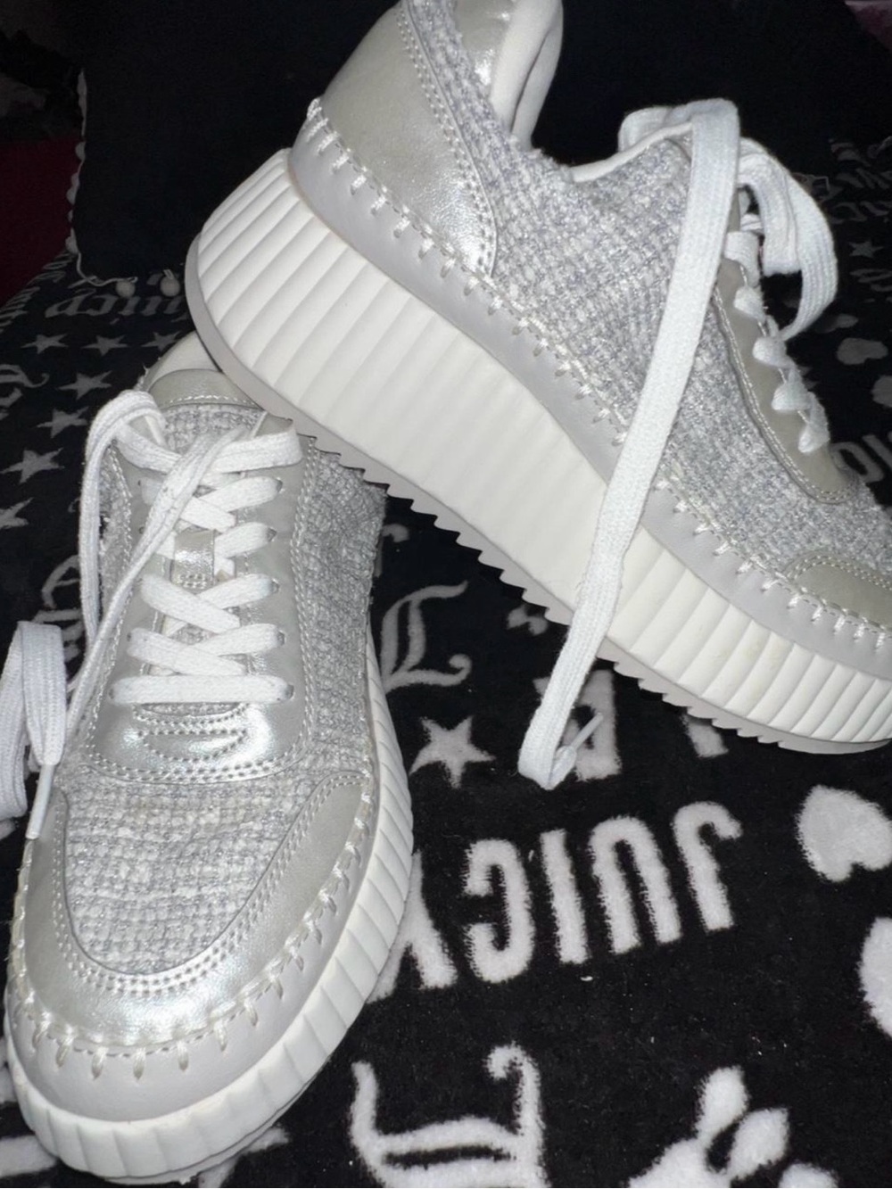 Universal Thread Silver Knit Platform Sneakers